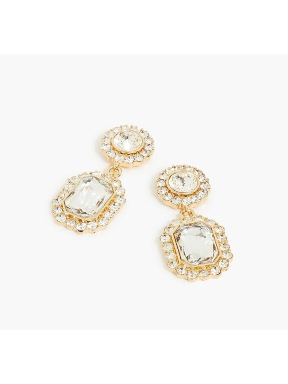 J CREW Rhinestone Drop Crystal Gold Tone Earrings NEW NWT